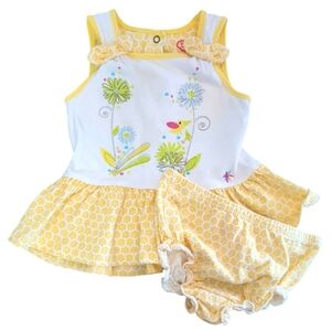 TRULY SCRUMPTIOUS by HEIDI KLUM White and Yellow Top and Bloomer Set